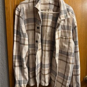 Sun + Stone Cream and Black Plaid Shirt